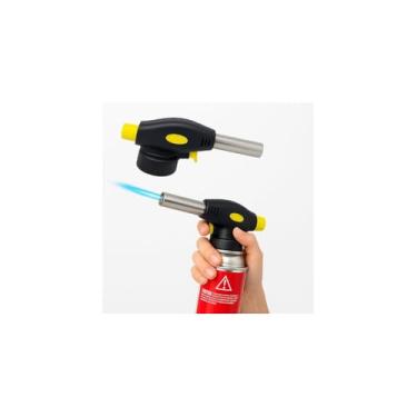 Imagem de Mini Maçarico Portátil a Gás com Acendimento Automático, Regulagem de Chamas, Recarregável, 10x11cm, 70g, para Culinária e Artesanato