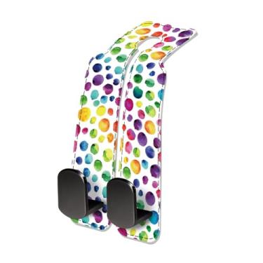 Imagem de NUGGHU Gancho de encosto de cabeça para assento de carro, gancho universal de couro fofo, organizador de armazenamento, acessórios internos para bolsas, bolsas de mão, bolinhas coloridas