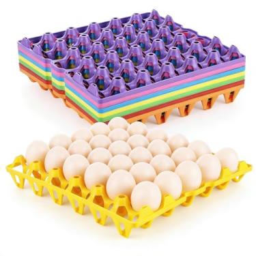 Imagem de LOYORTY 12 bandejas de plástico para ovos, caixas de ovos empilháveis de 30 células, planas, caixas de ovos para embalagem de ovos, armazenamento, envio de ovos frescos