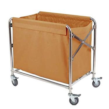 Imagem de Rack de armazenamento, carrinho de servir, ferramenta dobrável para hotel, carrinho de rodinhas de linho com roda de freio universal, capa removível amarelo gengibre