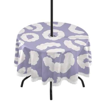 Imagem de CEBUGI Toalha de mesa redonda para uso ao ar livre, estampa de leopardo, impermeável, com furo Umberlla, capa de mesa lavável para pátio, cozinha, sala de jantar, 152 cm