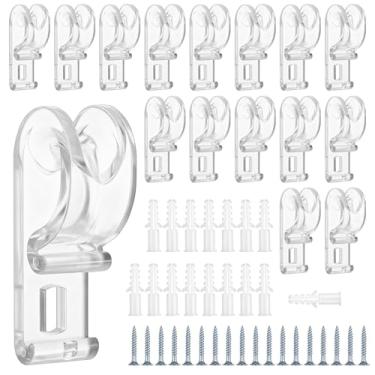 Imagem de ElevateTech Cortina P Clip, 16 conjuntos de persiana de rolo transparente retentor de corrente de segurança e guia de cabo, gancho de fixação, suporte de cordão cego, dispositivo de tensão de corrente