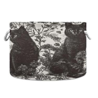 Imagem de WELLDAY Cesta de corda de algodão para bebês gatos pretos para sala de estar, lavanderia, berçário, travesseiros, decoração de casa