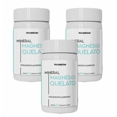 Imagem de 3x Magnésio Quelato Puro Suplemento 60 Cápsulas- Natunéctar