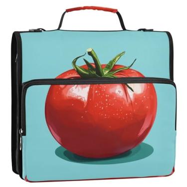 Imagem de Coikll Tomate abstrato vermelho (1) fichário com zíper, pasta expansível, organizador de fichário com alça de ombro e alça para facilitar o transporte