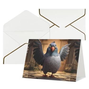 Imagem de SKKNT Desenhos animados pombo 1 cartões de felicitações impressos para todas as ocasiões, convites de festa de aniversário de casamento, 12,7 x 15,2 cm