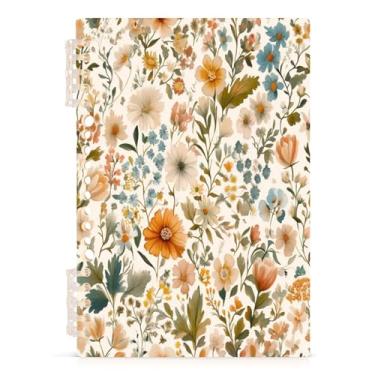 Imagem de Burbuja Caderno de flores, papel pautado universitário A5 com 60 folhas, fichário para escritório, 1 pacote