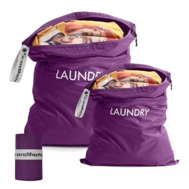 Imagem de Saco de lavanderia de viagem (2 peças - grande + pequeno) - Bolsa dobrável à prova d'água lavável e seca para academia, natação, ioga e treino, perfeita para roupas sujas, roupas de banho, acessórios