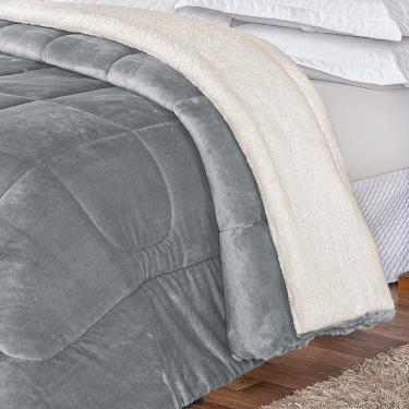 Imagem de Coberdrom Pele De Carneiro Sherpa Everest Solteiro 01 Peça - Cinza