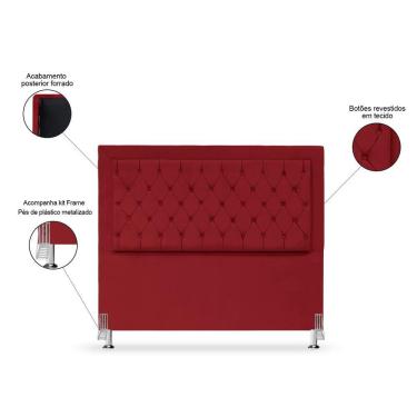 Imagem de Cabeceira De Cama Box Casal 140 Cm Baronesa - Veludo Vermelho