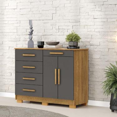 Imagem de Cômoda Sapateira Sirius 5 Gavetas 2 Portas Nature/alasca - Vila Rica