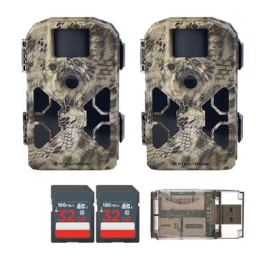Imagem de Stealth Cam Câmeras Trilha 24MP 2020 G42NG (pacote com 2) e pacote de cartões de memória. Flash sem brilho, alcance de 100 pés, Kryptek Camo, vídeo HD (5 itens)