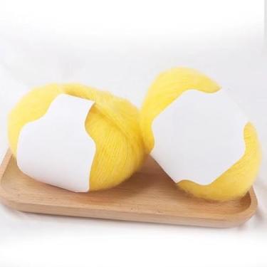Imagem de Bolas de fio fino de mistura - acrílico macio e fio de lã para cachecóis, suéteres e projetos de artesanato de tricô à mão (amarelo)