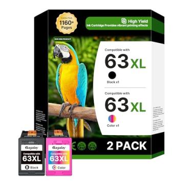 Imagem de Cartuchos de tinta 63XL pretos e coloridos (pacote com 2) para HP Ink 63 63XL HP63 HP63 Ink Works With DeskJet 1112, 2130, 3630; ENVY 4510, 4520 Series; OfficeJet 3830, 4650, 5200 Series Printer