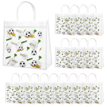 Imagem de 18pçs Sacos Presente Futebol Transparentes, Sacos Presente Futebol PVC com Alças Recipientes para Festa Tema Esportivo para Time Aniversário Doces Lanches