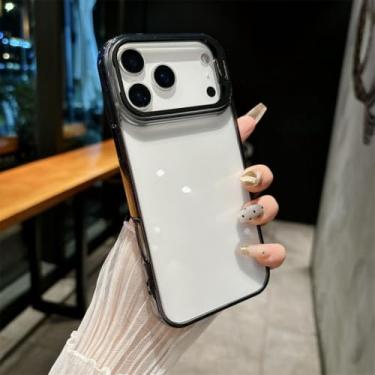 Imagem de Capa transparente com suporte para lente para iPhone 17 Air 15 16 Pro Max 13 14 Plus, cor Armor Candy, com suporte integrado (para iPhone 16e/Preto)