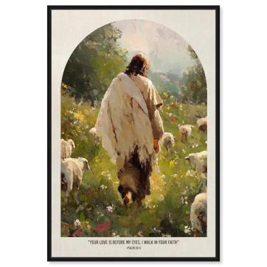 Imagem de Your Steadfast Love Impressão em tela Jesus Wall Art por Art Remedy, moldura preta, 25 x 38 cm