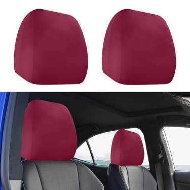 Imagem de Hbxdeco 2 peças de capa de encosto de cabeça de carro, capas de encosto de cabeça de tecido elástico macio para carros, protetor de encosto de cabeça automotivo antisujidade, capa flexível para