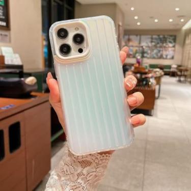 Imagem de Capa de celular elegante com listras 3D para iPhone 16, 14, 13, 12, 11, 15 Pro Max, 16Pro, 14, 15Plus e 16Plus, capa traseira rígida com listras 3D, B, branca, para iPhone 12