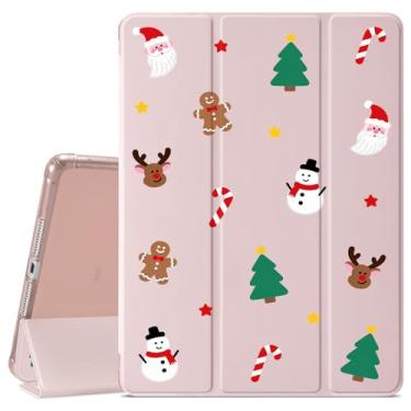 Imagem de VibrantFruitique Linda capa de Natal para iPad (A16) 11ª geração 2025 11 polegadas/10ª geração 2022 10,9 polegadas Kawaii boneco de neve rena, porta-lápis, traseira de TPU macio transparente e capa
