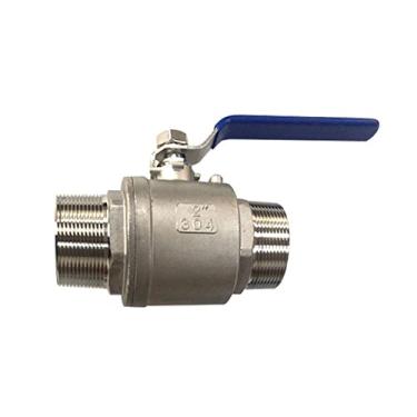 Imagem de VTGVVVTR 1/5.1 cm 3/10.2 cm 2.5 cm 1-1/10.2 cm 1-1/5.1 cm 5.1 cm válvula de esfera de duas peças de aço inoxidável rosca macho para uso com líquidos e gases (1,5 polegadas)