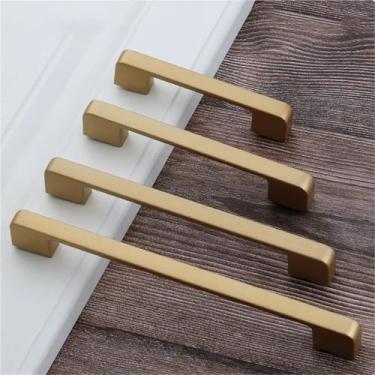 Imagem de HTNAFONI Puxador de porta de móveis de armário de quarto dourado de liga de zinco imitação de cobre para móveis de armário maçanetas de porta 1 peça (ouro 2354-320 mm)