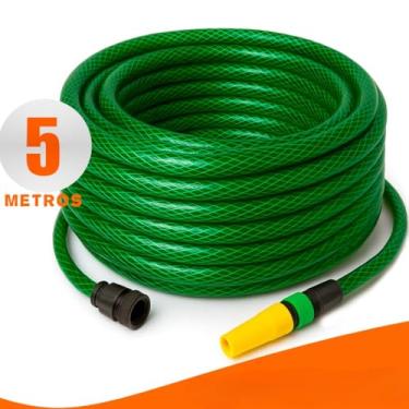 Imagem de Mangueira de Jardim Trançada Reforçada em PVC com Esguicho e Conector | 7/16” | Alta Pressão(5m)