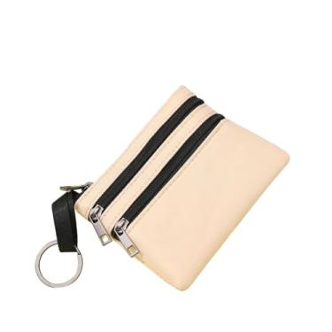 Imagem de Bolsa de moedas de lona com zíper duplo, porta-cartões com chaveiro, para mulheres e homens, B, Tendência