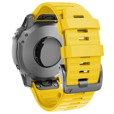 Imagem de BUDAY Para Fenix 8, 6X/7X, pulseira de relógio de silicone macio de 26 mm de encaixe fácil para smartwatch Fenix 5X/Fenix 5X Plus/Fenix 3/Fenix 6X Pro/Descent Descent MK2i (amarelo)
