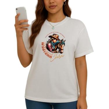 Imagem de Camiseta Western Charm Cowgirl Cavalo Premium Feminina, Baranco, G