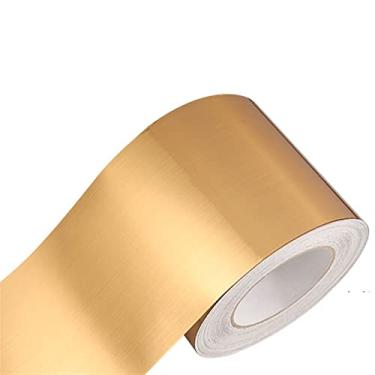 Imagem de Faixa de borda de parede autoadesiva de 5 metros, decoração de borda de parede, painéis de parede de PVC, borda de teto, moldura de porta, linha de cintura, decoração de interiores (ouro escovado, 30