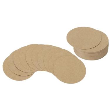 Imagem de Generic Porta-cartões circulares de 5 cm, 50 peças de papel com recortes de formato redondo, porta-copos grossos para projetos de artesanato, decoração de quadro de avisos, cor kraft