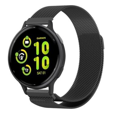 Imagem de CeiLarv Pulseira de relógio de metal para Garmin Vivoactive 6/Vivoactive 5/Approach S44 S50/Forerunner 570 42 mm/Forerunner 165/Amazfit Active 2, pulseira magnética respirável de 20 mm - preta