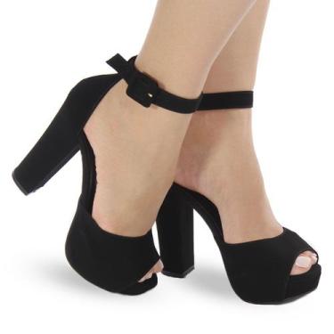 Imagem de Sandália Feminina Meia Pata Salto Alto Grosso P17 - Modarpe, Preto, 36