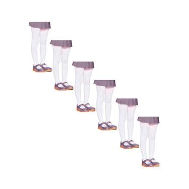 Imagem de Kit com 6 Meias Calças Infantil Fio 80 Opaca Lobinha 2526-001, Branco,