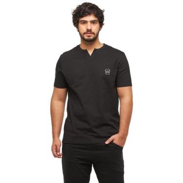 Imagem de Camiseta Basica Masculina Gola Portuguesa C3 WOOKS, G, Preto