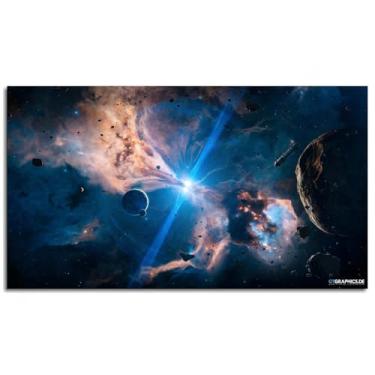 Imagem de Pôster de nave espacial impressões em tela planetária estrelas anéis arte de parede para casa 1 painéis decorações não ramificadas 51 x 30 cm