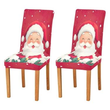 Imagem de SEHANY Conjunto de 2 capas de cadeira de gnomo de Papai Noel para sala de jantar, elástico, removível e lavável, para cozinha, hotel, festa, decoração de Natal