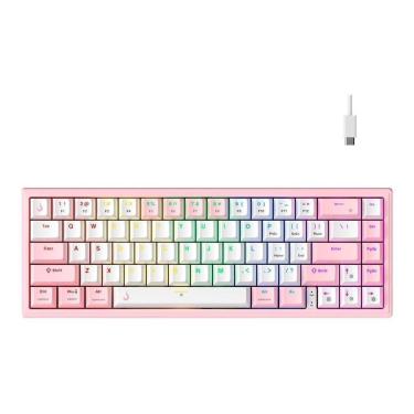 Imagem de Teclado Mecânico Gamer Rise Mode GM1 Pro White and Pink Switch Outemu Blue USB-C RM-TCM-GM1P-WPBLUE-Unissex