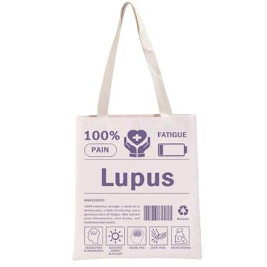 Imagem de G2TUP Lupus Awareness Gift 100% Lupus Tote Bag Invisible Illness Handbag Lupus Purple Ribbon Gift (100% Lúpus TB)