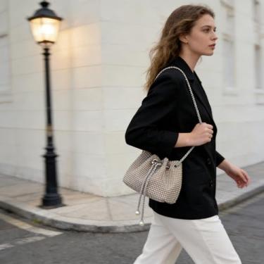 Imagem de Bolsa clutch média preta e cáqui, decoração de strass, linda bolsa tiracolo elegante, bolsa elegante e brilhante para mulheres, ocasiões formais, eventos de negócios