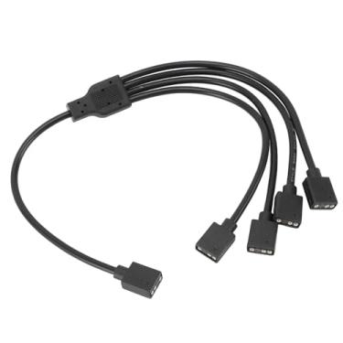 Imagem de Cosiki Conector de Extensão do Divisor RGB Cabo Divisor de 1 a 4 ARGB para Efeitos de Iluminação RGB Aprimorados para Configuração de PC para Cooler de CPU de Chassi de Computador e Ventilador ARGB