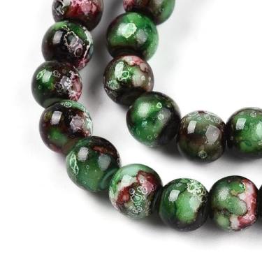 Imagem de 100 peças de contas de vidro para fabricação de joias 8 mm contas de vidro de cristal redondas verdes espaçadoras para artesanato DIY brinco colar pulseira suprimentos de joias