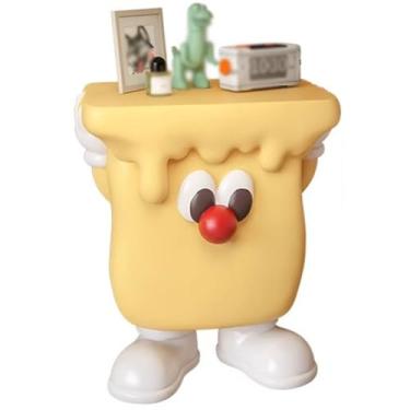 Imagem de Mesa de canto mesa de canto para sala de estar mesa lateral criativa em forma de creme, fofa, sem instalação, mesa de cabeceira pequena e compacta, design de chão