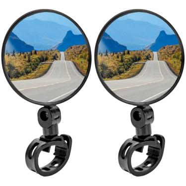 Imagem de RidingRush Suporte de guidão para espelho de bicicleta – Pacote com 2 espelhos retrovisores de visão traseira convexos de 360° ajustáveis, espelhos laterais de segurança para bicicleta elétrica e