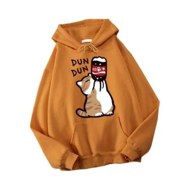 Imagem de Moletom Masculino Casual Harajuku Com Capuz E Estampa De Gato De Desen