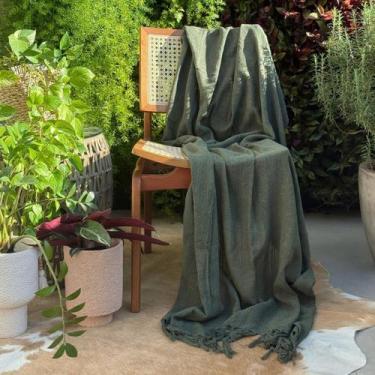 Imagem de Manta Algodão 1.20 x 1.80m para Sofá e Cama Verde Musgo - AMOFADAS