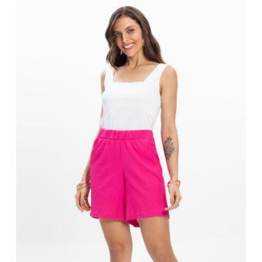 Imagem de Bermuda Feminina Tecido Linho Rovitex Rosa, P, Rosa