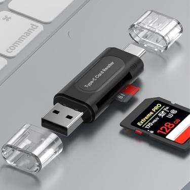 Imagem de Leitor de cartão SD USB C, leitor de cartão de memória com slot duplo de alta velocidade para SD/MicroSD/SDHC/SDXC/MMC, compatível com iPhone 16, MacBook Pro/Air, iPad Pro, Galaxy