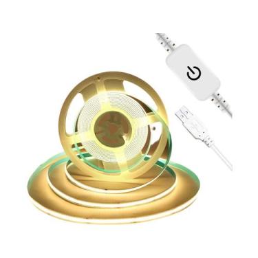 Imagem de Fita De LED USB Flexível COB Com Dimmer Touch, 320 LEDs/m, Alta Densid